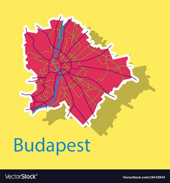Sticker scheme of the budapest hungary city plan vector image