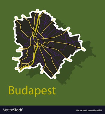 Sticker scheme of the budapest hungary city plan vector image