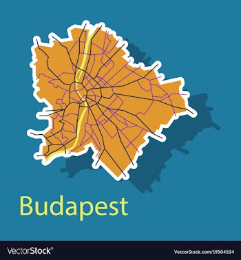 Sticker scheme of the budapest hungary city plan vector image