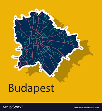 Sticker scheme of the budapest hungary city plan vector image