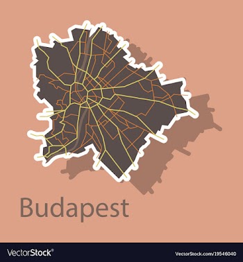 Sticker scheme of the budapest hungary city plan vector image