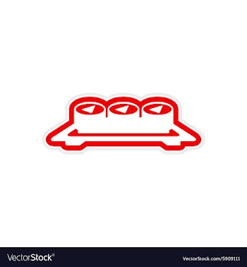 Sticker serving of sushi rolls on a plate vector image