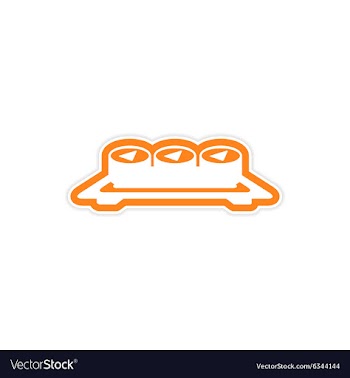 Sticker serving of sushi rolls on a plate vector image