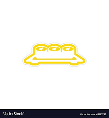 Sticker serving of sushi rolls on a plate vector image
