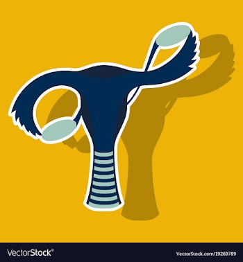 Sticker showing female reproductive system vector image