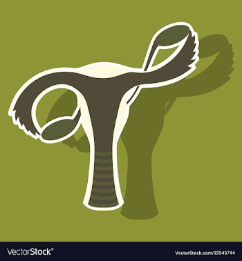 Sticker showing female reproductive system vector image