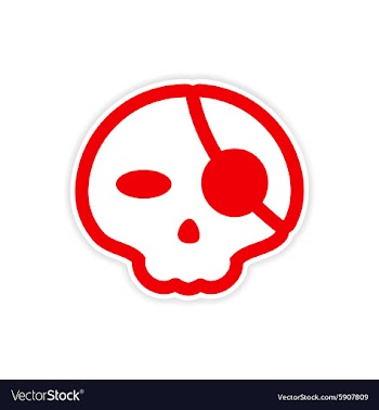 Sticker stylish skull with eye patch on white vector image