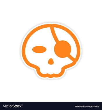 Sticker stylish skull with eye patch on white vector image