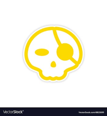 Sticker stylish skull with eye patch on white vector image