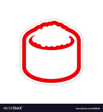 Sticker sushi with caviar on a white background vector image