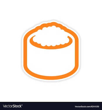 Sticker sushi with caviar on a white background vector image
