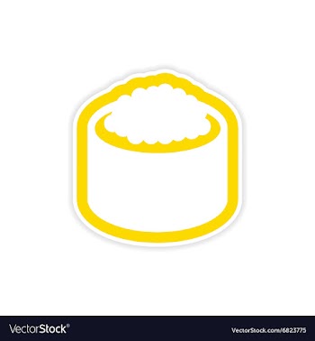 Sticker sushi with caviar on a white background vector image