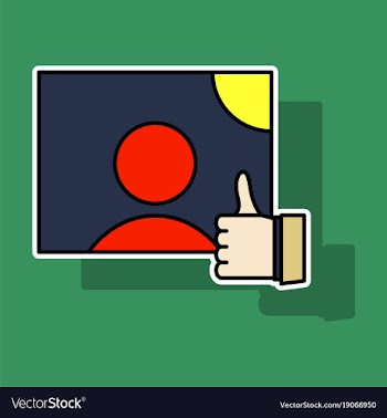 Sticker symbol of finger up thumb up in flat vector image