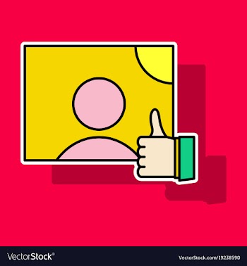 Sticker symbol of finger up thumb up in flat vector image