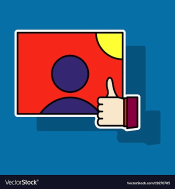 Sticker symbol of finger up thumb up in flat vector image