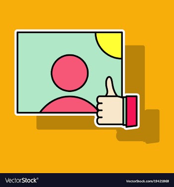 Sticker symbol of finger up thumb up in flat vector image