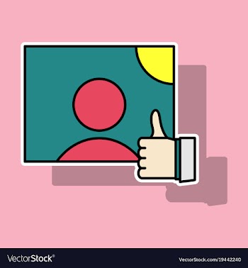 Sticker symbol of finger up thumb up in flat vector image