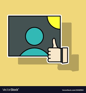 Sticker symbol of finger up thumb up in flat vector image