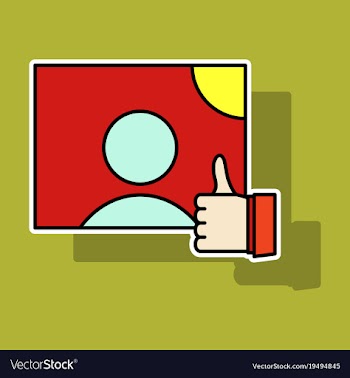 Sticker symbol of finger up thumb up in flat vector image