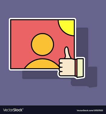 Sticker symbol of finger up thumb up in flat vector image