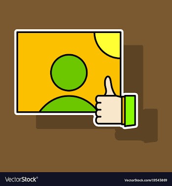 Sticker symbol of finger up thumb up in flat vector image