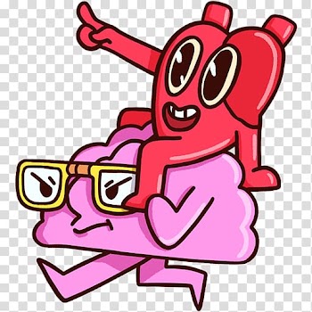 Sticker Telegram Heart and Brain: An Awkward Yeti Collection, Brain transparent background PNG clipart