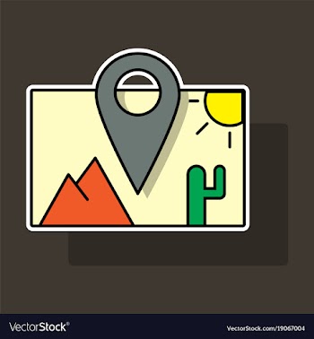 Sticker travel pin location on a global map flat vector image
