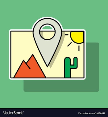 Sticker travel pin location on a global map flat vector image