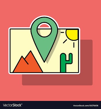 Sticker travel pin location on a global map flat vector image