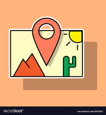 Sticker travel pin location on a global map flat vector image