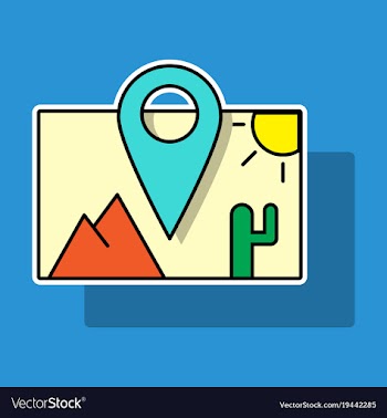 Sticker travel pin location on a global map flat vector image