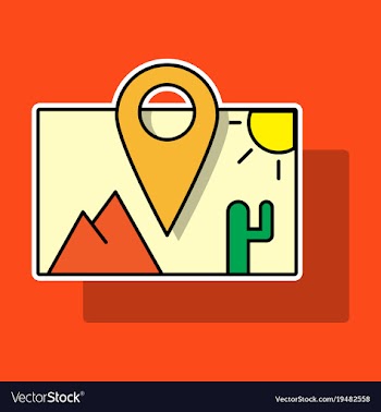 Sticker travel pin location on a global map flat vector image