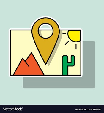 Sticker travel pin location on a global map flat vector image