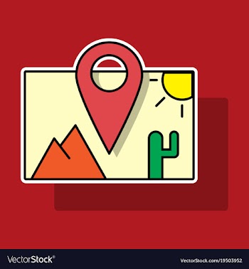 Sticker travel pin location on a global map flat vector image
