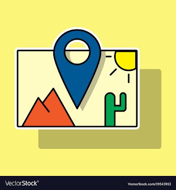 Sticker travel pin location on a global map flat vector image