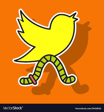 Sticker unusual look tweet bird logotwitter icon vector image