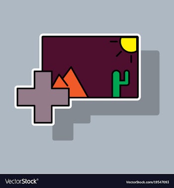Sticker upload image white flat icon on color vector image
