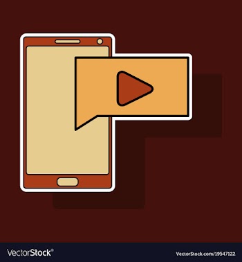 Sticker video buffering streaming on phone icon vector image