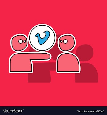 Sticker vimeo icon on background vector image