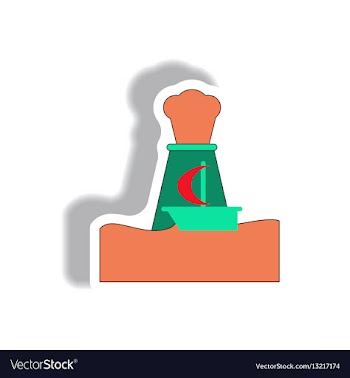 Sticker volcano explosion and boat vector image