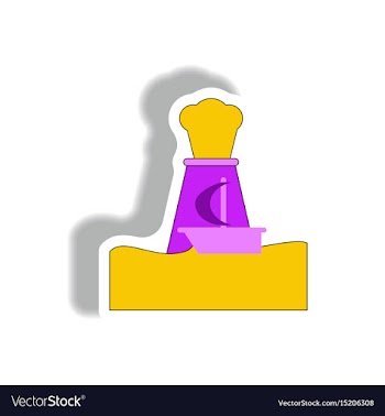 Sticker volcano explosion and boat vector image