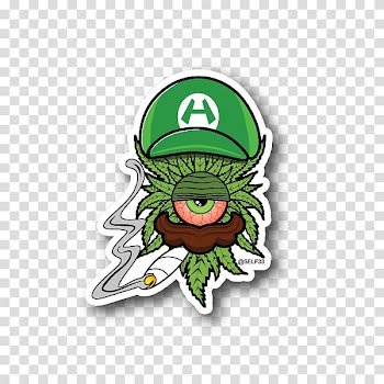 Sticker Wall decal Cannabis Luigi, Pot plant transparent background PNG clipart