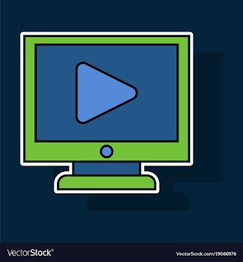 Sticker workplace video player concept of webinar vector image