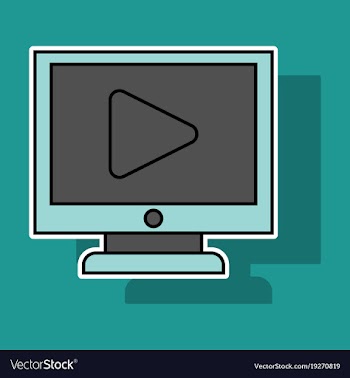 Sticker workplace video player concept of webinar vector image