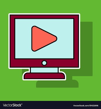 Sticker workplace video player concept of webinar vector image