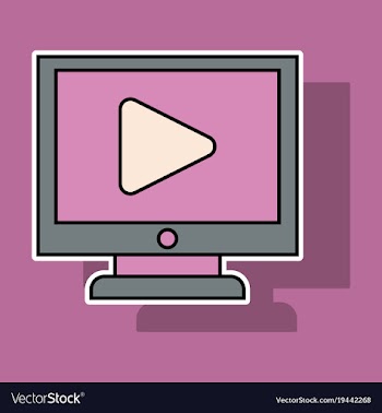 Sticker workplace video player concept of webinar vector image