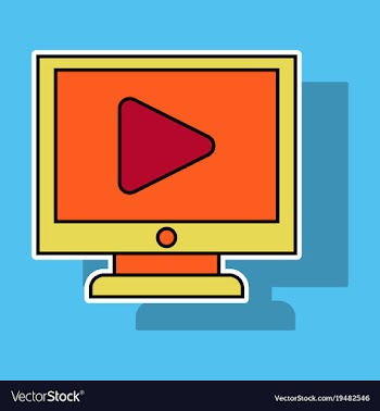 Sticker workplace video player concept of webinar vector image