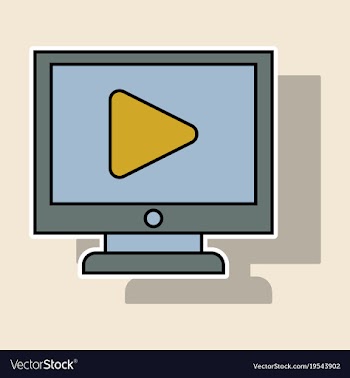 Sticker workplace video player concept of webinar vector image