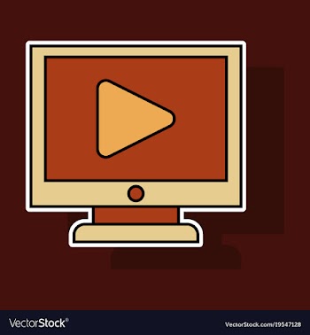 Sticker workplace video player concept of webinar vector image