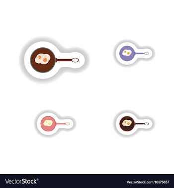 Stickers assembly fried egg in a frying pan vector image